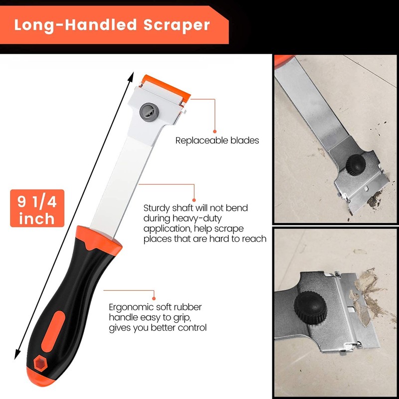 DEKEones Razor Blade Scraper, Long Handled Scraper Tool with 10