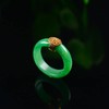 Natural Jade Ring Woman Lucky Smooth Green Band Ring Gold