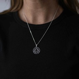 MATERIA by Matthias Wagner Round Women's Pendant 925 Silver with Sun and Waves Motif, Sterling Silver