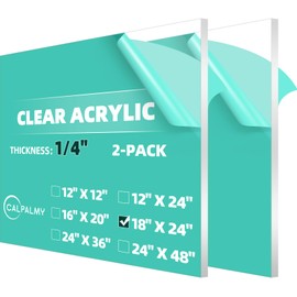 CALPALMY (2 Pack) 1/4" Thick Clear Acrylic Sheets - 18 x 24 Pre-Cut Plexiglass Sheets for Craft Projects, Signs, Display Cases, Sneeze Guard and More - Cut with Engraver, Power Saw or Hand Tools