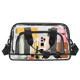 Enkrio クリアバッグ ビニールバッグ プール ボストンバッグ 透明 ショルダーバッグ PVC 防水 斜め掛け 手提げ 大きめ 大容量 ポケット付き 水泳 ジム