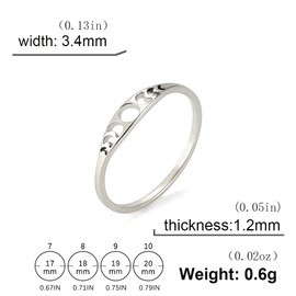 LIKGREAT Crescent Moon Band Ring - Astrology Phase Ring - Stainless Steel Jewellery Gifts for Women Birthday Mother's Day (s-2-18)