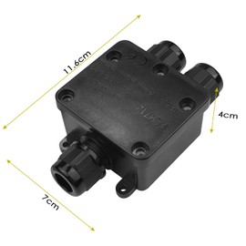 Tekenewbse Junction Box Waterproof IP68, Cable Connector, Waterproof, Junction Box, Terminal Box, 3-Way Waterproof Junction Box, Electrical Junction Box for Cables with Diameter 5-15 mm, Black