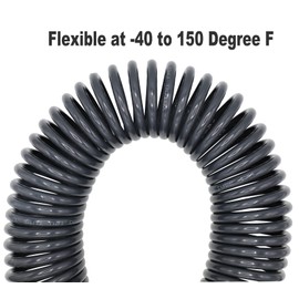 YOTOO Compressed Air Hose PU 5 m Long 6 mm ID X 11 mm OD with 1/4 Inch Germany Quick Coupling Connections, Bend Limiter, Black