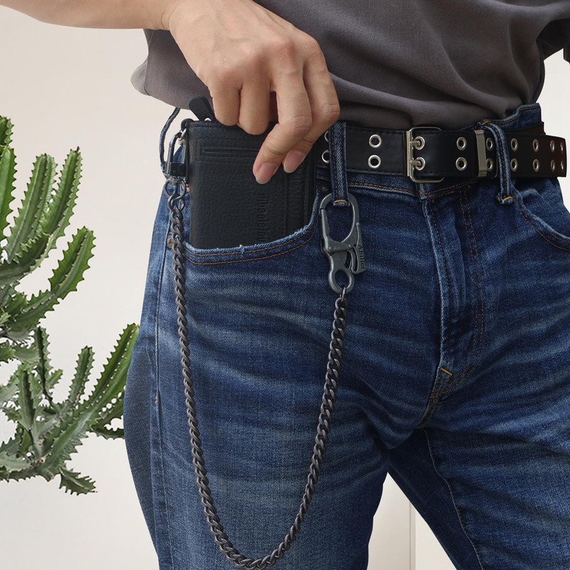 [Ahiller] Sturdy Wallet Chain, [Double Locking Carabiner, Stainless Steel Chain],