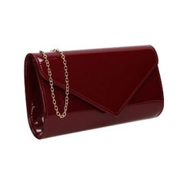 SwankySwans Alisa Patent Party Prom Evening Clutch Bag, Burgundy