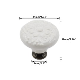 TTZEZE 10 Pack Ceramic Knobs, Decorative Knob, Drawer Cabinet Cupboard Closet Dresser Bookcase Shelf Pull Handle Knobs Furniture Decorative Pull Tool with Mounting Screws (White)