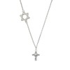 Scroll Cross with Clear Crystal Delicate Star of David Necklace