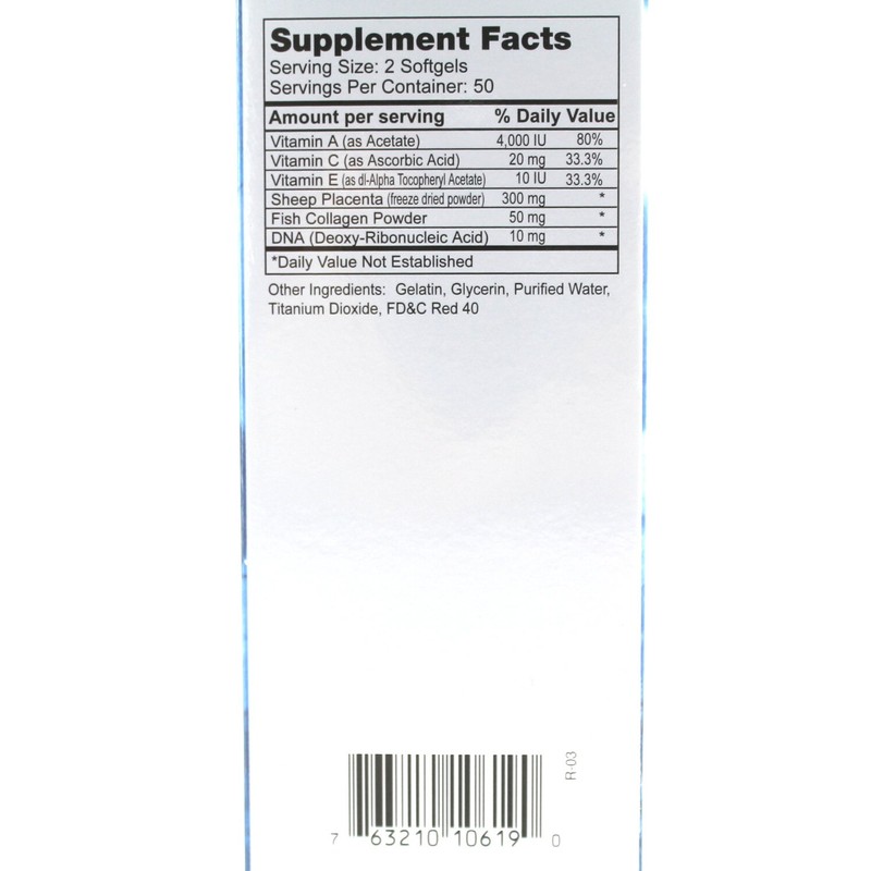 Nu Health DNA Lamb Placenta 300mg 100 Softgels