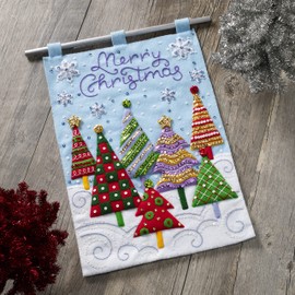 Bucilla Felt Wall Hanging Applique Kit-Modern Christmas Trees (89453E)