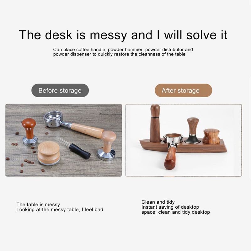 Boat Shape Coffee Tamper Holder Walnut Wood Coffee Distributor Holder
