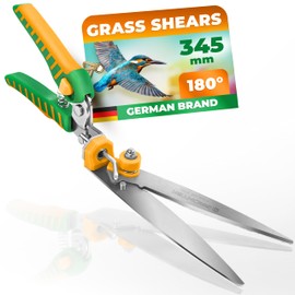 GRÜNTEK Icebird Grass Shears – Premium Lawn Edge Scissors with 180° Rotating INOX Stainless Steel Blades | 345mm Total Length | Ergonomic Non-Slip Handles | Rustproof Garden Trimmer