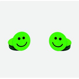 20 Green Laughing Magnets (Diameter 2 cm): 20 Happy Green Faces - Ideal for Creative Communication at School, Work & Everyday Use