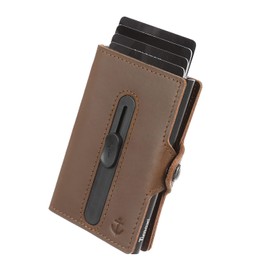 Timoxi Airtag Wallet with Coin Compartment, Men's Credit Card Holder Made of Premium Leather, Men's Wallet with RFID Protection, Card Holder for 9-11 Cards (Airtag Not Included), brown, Classic