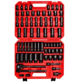 70-Piece 1/2" Drive Impact Socket Set, SAE 5/16"-1-1/4" & Metric 8-24mm