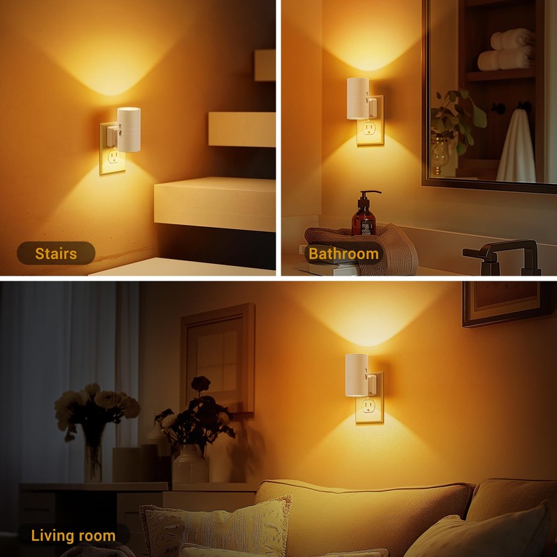 Amber Night Lights Plug into Wall, Dimmable Night Light Plug