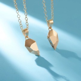 Syrios Gifts Heart Magnet Necklace Set for Couple - Gold w/ Gold, Great Gift, Anniversary