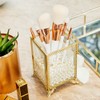 PuTwo Makeup Brush Holder Glass and Brass Vintage Makeup Brush
