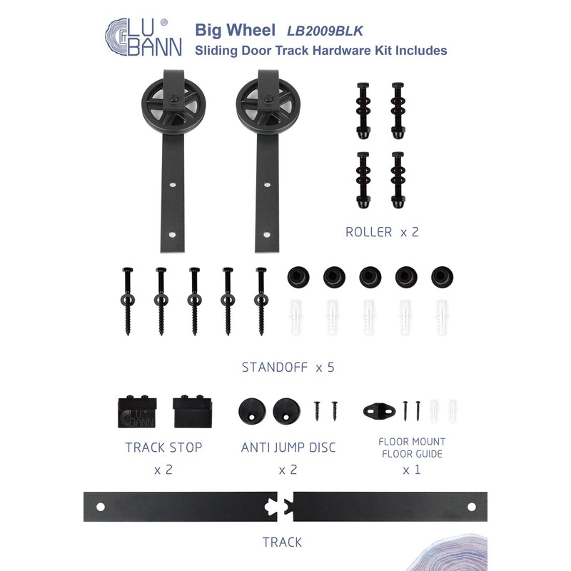 LUBANN 6.6FT Sliding Wood Barn Door Hardware Sliding Track Kit