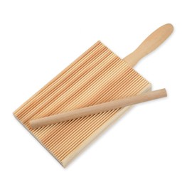 Gnocchi Board with Roller Wooden Cavatelli Maker Homemade Italian Pasta Tools Natural Beechwood Butter Paddle Garganelli Stick Kitchen Gadgets