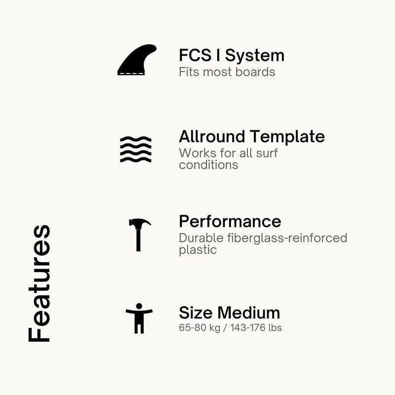 Eisbach Riders Surfboard Fin Set FCS Thruster Black with Fin