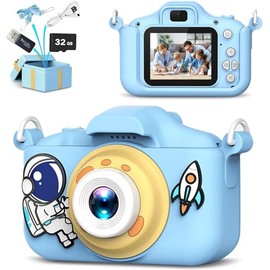 JESWO Cámara para Niños Digital, Cámara Fotografica Niños HD 1080P con Pantalla de 2.0'' IPS, Tarjeta de 32GB TF y Lector de Tarjetas Incluido, Regalo