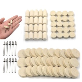 Yesallwas 100PCS Polishing Kit for Dremel Polishing heads, Wool Felt Buffing Kit Polishing Wheel for Dremel Rotary Tool Accessories 1/8" Shank for Glass Jewelry Metal Stone Polishing