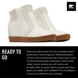 Sorel Women's Out N About Pull On Wedge Boots - Sea Salt, Gum 2 - Size 7