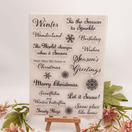 WooYangFun Merry Christmas Winter Wonderland Clear Stamp for Card Making Decoration and Scrapbooking