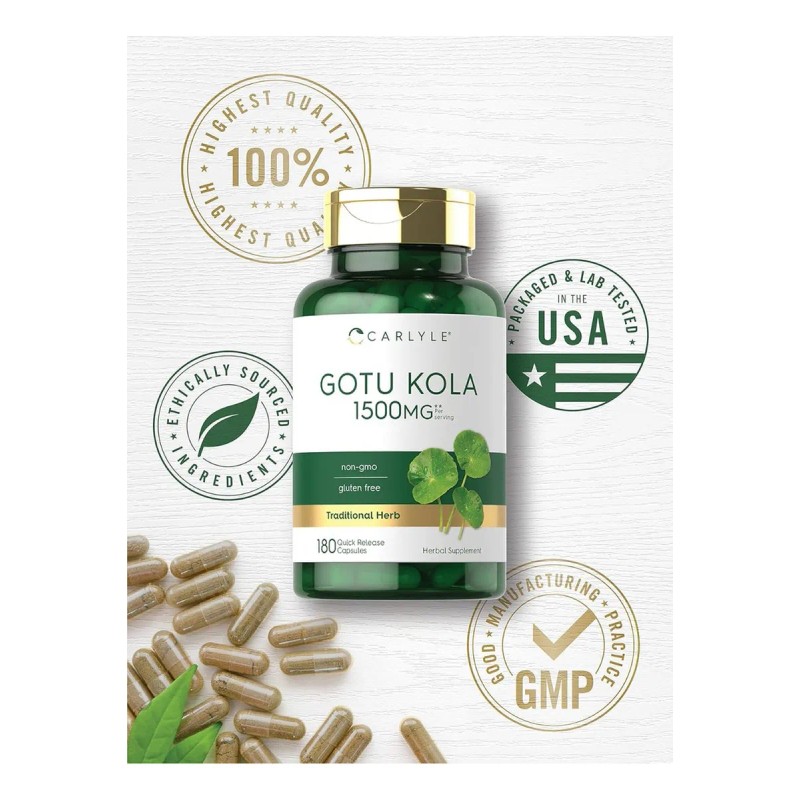 Gotu Kola Centella Asiatica Capsulas 1500mg Apoyo Cerebral
