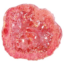 Nupuyai Nupuyai Irregular Titanium Coated Quartz Crystal Geode Cluster Natural Reiki Rock Crystal Mineral Specimen for Home Decor/Meditation, Red AB Crystal