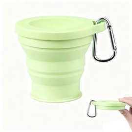 QUANTALY Folding Cup, 6.1 fl oz (180 ml), Cup with Lid, Lightweight, Heat Resistant, Portable Coffee Cup, Hiking, Commuting, Outdoor Sports, Multifunctional (Green)