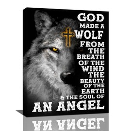 Wolf Wall Art Motivational Quotes Wolf Pictures Wall Decor Positive Black White Painting Art Home Decor Wildlife Wolf Framed Artwork for Bedroom Living Room Office Ready to Hang 12"x16"