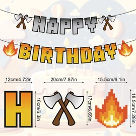 Pixel Happy Birthday Banner, Pre-Strung Pixel Theme Garland Creative Easy to Use Party Decorations Supplies for Birthday Party Photo Prop Home Decor