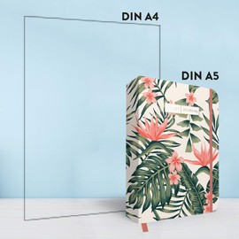 Bullet Journal "Leaves" 05 with Original Tombow TwinTone Dual-Tip Marker 86 Mint Black with Dot Grid, Pages for Index, Key and Future Log as well as Pen Holder and Practical Closure Strap