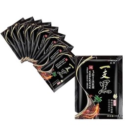 10 PACK Shampoo Tinte Instantáneo - Cubre Canas Naturalmente en tan solo 15 min. Jengibre shampoo con tinte paquete con 10 sobres de 30 grs c/u (negro)