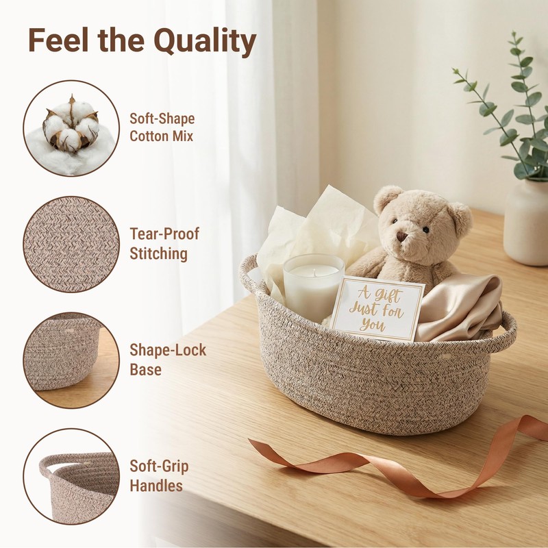 VIRETH HAUS 8pcs Small Woven Baskets with Gift Bags, Ribbons