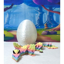 Peacock Dragon and Egg, Feathered Peacock Dragon, 3D Printed Dragon, Articulated Dragon, Fidget Dragon, 3D Printed Toys, Desktop Pet Fidget ADHD Autism Toy D099