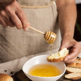 50 Stück 10 cm Honig Rührstab Stick Löffel holz Honigheber Honigspirale Dipper Honig & Sirup tropf- und kleckerfrei für Marmelade, Kaffee, Milch, Tee, Jar Pot