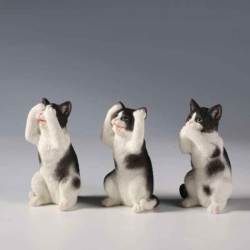 Veronese Design 3 3/4 Inch Black and White Kittens Hear