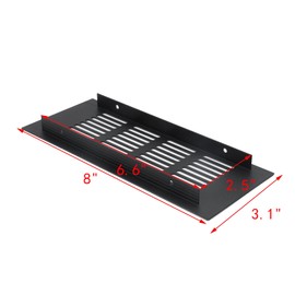 Geesatis Air Vent Covers for Floor, Cabinet, Wall, Ceiling – Heavy Duty Rust-Proof Aluminum Grille with Screws, 2 Pack, Black (8'' x 3.1" Outer Size, Fits 6.6'' x 2.5" Duct Openings)