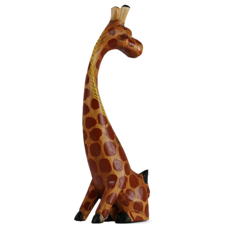 ART-CRAFT Wooden Giraffe Wood Carving Painted Miniature Height 20 cm