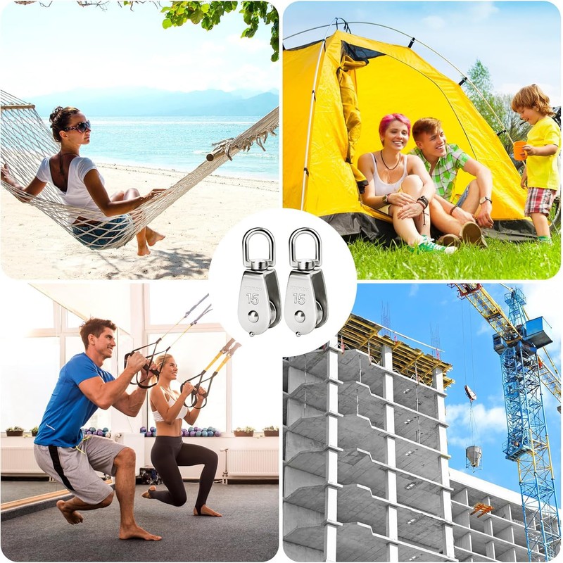 BOBOZHONG Single Pulley,2 Piece M15 Pulley Swing Roller,Block Rope Roller
