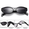 AZorb Retro Oval Sunglasses for Women Black Cat Eye Sun
