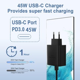 2-Pack 45W USB C Fast Charger for S25Ultra S25+ S25 S24Ultra S23 S22 S21 S20 FE Tab S10 S9 A56 A55 A54 A53 A36 A34 A26 A16 5G Z Fold 6 Flip 6, Gcstnn PPS PPS PD3.0 Power Supply with 2 m 5 A Fast