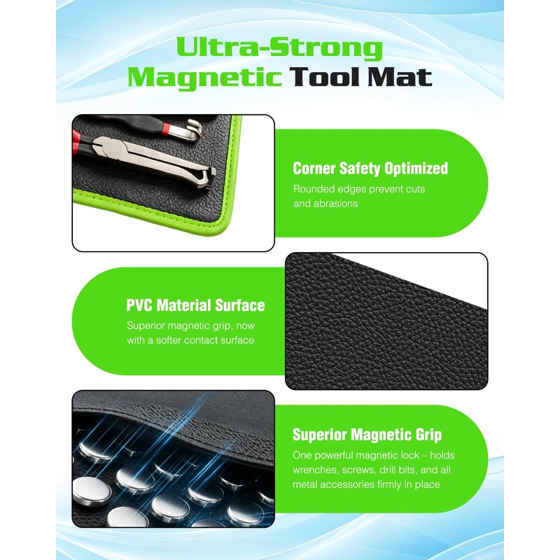 Magnetic Tool Mat & Holder | 12.8"x9.8" Flexible Magnetic Tray