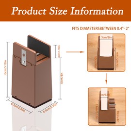 4 Inch Bed Risers with Adjustable Screw Clamp Heavy Duty Furniture Risers Set of 4 Furniture Leg Extenders for Bed Table Chair Sofa (100mm, Brown)