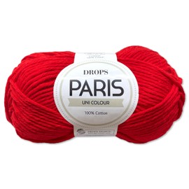 Frida's Wollhaus Drops 50 g Paris Cotton Summer Yarn Baby Yarn Knitting Crochet 54 Colours (Plain Colour 12 | Red)