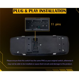 ZAPOSTS 11 pines de metal. Interruptor de ventana eléctrica Master para Dodge Charger 2011-2014, Crysler 2011-20 300, 2015-17 Crysler 200.2016 Dodge Ram 1500,2500,3500,4500,5500.6