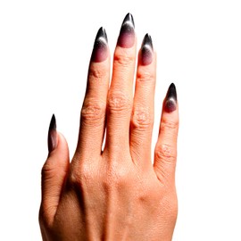 EMMABEAR Press on Nails with Cat Eye Design - | Almond, Chip-Resistant, Waterproof Reusable Kit That Lasts Over 2 Week | 12 Sizes – 24 Nail Kit with Glue (Violet Phantom (New Moon))